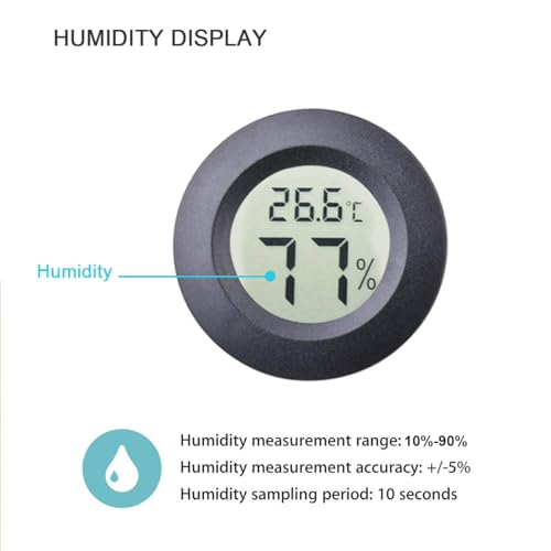 2pcs Mini Hygrometer Thermometer Indoor Outdoor Round Humidity Meter | 3D Printer Temperature Gauge Humidity Sensor Fahrenheit Switchable Celsius Monitor for Reptile Jars