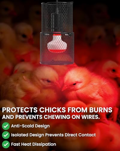 GlowUp Retractable Reptile Heat Lamp Lampshade Holder,150 Watt Ceramic Heat Emitter Guard with Anti-hot Bracket,ON/Off Switch for Chick,Lizard,Snake,Turtle,Plant (Bulb Not Included)