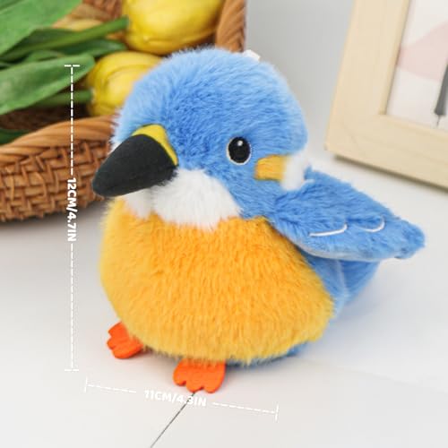Bird Stuffed Animal Realistic Cute Kingfisher Bird Plush Backpack Pendant Simulation Toy Plush Suitable Christmas Birthday Valentine's Day Gift for Kids - color: Kingfisher
