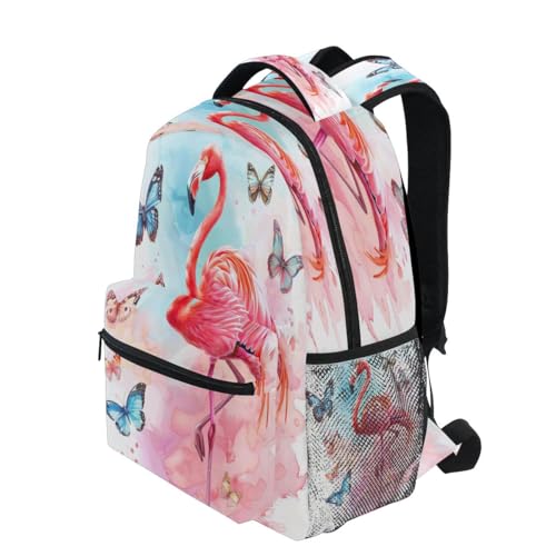 Butterflies Flamingo Backpack School Bag Travel Daypack for Boys Girls - color: Multicolor 7