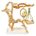 Natural Solid Wood Bird Perch Stand for Small & Medium Birds – Eco-Friendly, Sturdy Parrot Playstand with Hanging Toys & Rope Ring, Safe & Durable Bird Cage Accessory (WOOD-A1003) - color: WOOD-A1003