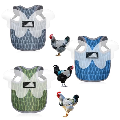 Chicken Saddles for hens with Wing | Chicken Apron Back Protector for Hens With Adjustable Strap, Chicken Hen Mating Saddle (Blue, Gray, Green) - color: Blue, Gray, Green