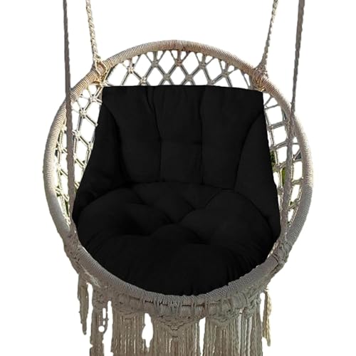 Hammock Chair Cushion, Hanging Basket Egg Chair Cushion Round Seat Thick Nest Back Pillow for Patio Garden Swing Chair Seat Pads (Only Pads) (Black) - color: Black