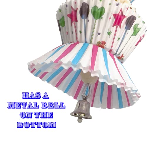 1567 Triple Tutu Chew - Handcrafted Sola Wood Bird Toy, Lightweight, Bakery Grade Cup Cake Cups, Shreddable sola Wood Ball, Ringing Bell on Bottom, Easy for Small to med Size pet Birds to Play with - size: Triple Tutu