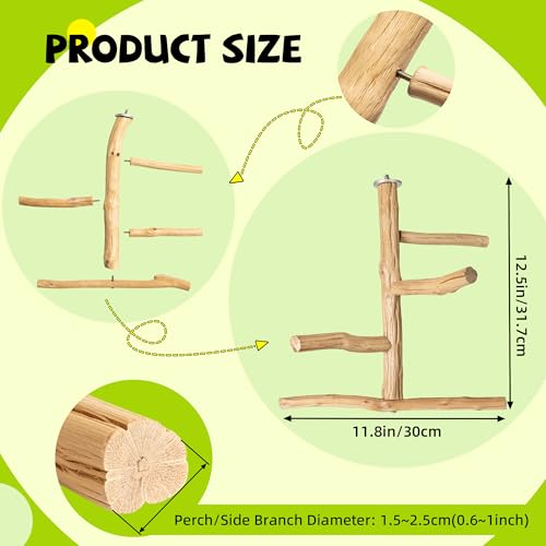 Bird Perch for Top of Cage, Natural Wood Play Stand