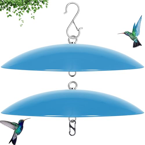 13" Bird Feeder Rain Guard, Hummingbird Feeder Shade Dome Cover, Hanging Baffle for Bird Feeder Pole,Smart Birds Feeder's Umbrella(Translucent Blue), 2 Pack - color: Translucent Blue, size: 13Inch / 2 Packs