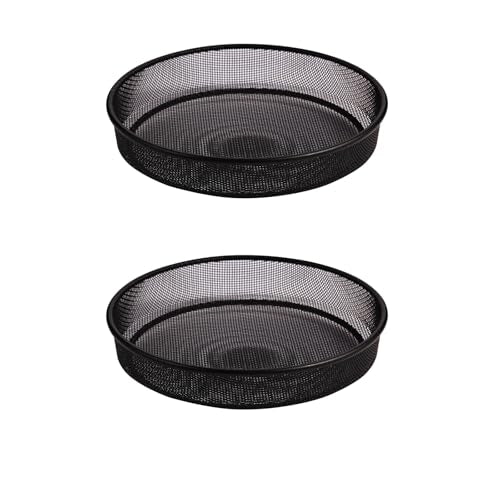 2pcs Metal Round Bird Feeders Tray, Wild Birds Seed Feeder Tray, Bird Mesh Tray Outdoor Accessory for Humming Feeder Station - color: Metal Tray*2