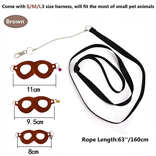 3 Pack Sugar Glider Harness and Leash Set - Adjustable Traction Rope Strap Anti-Biting Chain Rope, Small Animal Training Walking Vest Leash for Sugar Glider Squirrel Hamster Rat Birds Reptile (Brown) - color: Brown