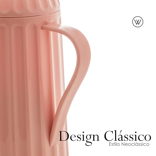 WOLFF - Bird Thermal Coffee Carafe - Hot or Cold Drinks, Plastic Exterior and Glass Insulation Lining Flask Coffee Dispenser, Thermal Bottle for Beverages, Tea and Water Pitcher- Pink, 34floz/1L - color: Pink