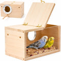 GINDOORParakeet Nesting Box,Transparent Cockatiel Nesting House(M) | Detachable Wooden Pine Bird Nest,Breeding box for Parrot, Lovebirds, Budgie, Conure, and Other Small Birds - size: S