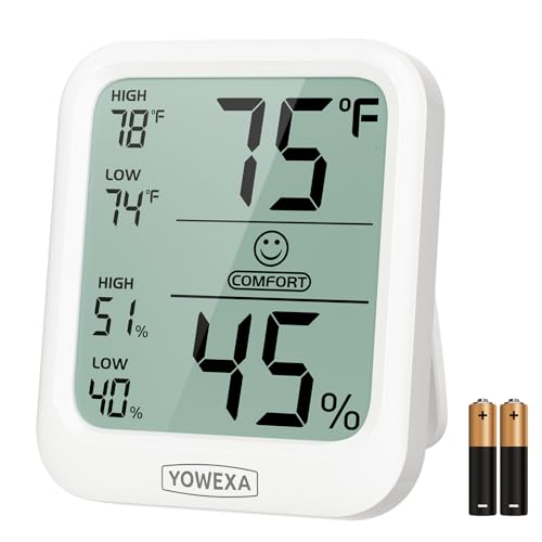 Room Thermometer Indoor, Digital Hygrometer Humidity Meter | Room Thermometer, Humidity Monitor, Easy-to-Read Display, Comfort Indicator, Max/Min Records, 10s Refresh, Tabletop