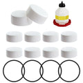 Plastic Poultry Waterer Replacement Parts Kit | 10 Caps & 4 O-Rings, Compatible with Miller, Little Giant PPF & Farm-Tuff 3/5/7 Gallon Poultry Founts (White) - color: White