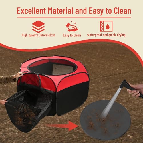 Chicken Brooder Box for Chick Starter Kit - 2026 Upgrade Double Door Chicks Brooder Pen/Chickens Playpen/Chick Tent Baby Chickens Supplies Up to 15 Baby Chicks,Duck,Quail - color: red 2