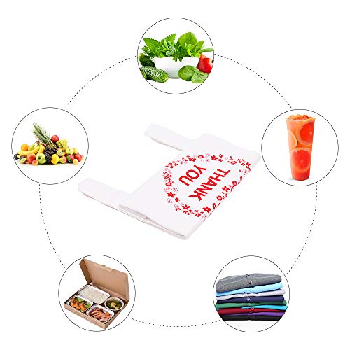 LazyMe Thank You Plastic Bags with Handles, T Shirt Bags 12x20 Inch, 50 Ct | Plastic Grocery Bags for Small Business, Retail Stores and Merchandise, Bolsas De Plastico Para Negocio - color: 50pcs