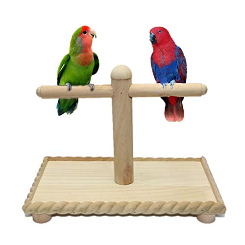 Litewoo Parrot Perches Stand Bird Training Toy Natural Wood Paw Grinding Chew Platform Toy Play Gym for Parakeet Electus Cockatoo Conure Cage Accessories Exercise Toy