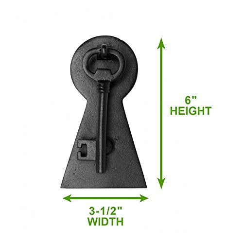Renovators Supply Manufacturing Door Knockers for Front Door 6 in. Black Cast Iron Key Shaped Door Knocker with Mounting Hardware - color: Black Key