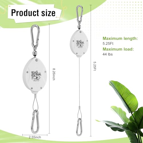 Plant Pulleys for Hanging Plants, Heavy Duty Retractable Hangers, 304 Stainless Steel Rope, Auto Plant Holder, Adjustable Climbing Hook for Garden Baskets Watering, or Bird Feeders 2PC (White) - color: White