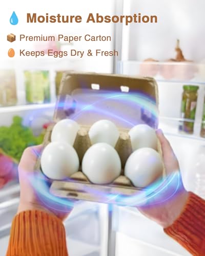 Duck Egg Cartons 50 Pack - Holds 6 Eggs Each, Thick Recycled Pulp with Pillar Support, Stackable Containers with Stickers, Kraft Brown-Large - color: Kraft Brown-Large, size: 50 PCS