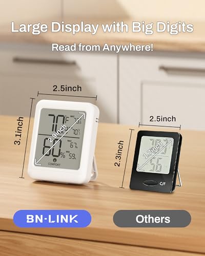 BN-LINK Digital Hygrometer Indoor Room Thermometer with LCD, 1 Pack | Accurate Temperature and Humidity Meter with Large LCD Monitor for Home, Bedroom, Terrarium, Incubator, Greenhouse - size: 1 Pack