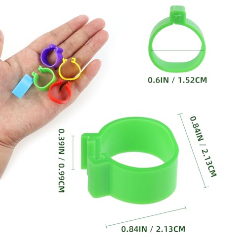 Tenalleys 100 PCS Chicken Identification Band 5Color Chicken Leg Rings 16mm Poultry Foot Rings Leg Bands Clip-on Rings for Poultry Identification
