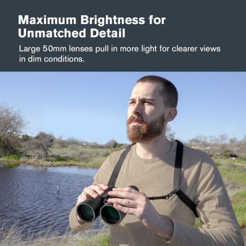 Celestron TrailSeeker ED 10x50 ED Glass Binoculars for Low-Light Viewing | Large 50mm Objectives, ED Glass for Bright Views, Phase & Dielectric-Coated BaK-4 Prisms, Fully Broadband Multi-Coated - style: Trailseeker ED 10x50