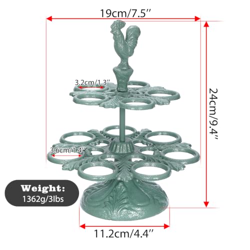 Cast Iron Egg Holder Countertop -12 Eggs Storage Display Rack (Sage Green) | Heavy Duty Egg Holder for Kitchen Dinning Decor & Easter Eggs Display, Retro Egg Rack - color: Sage Green