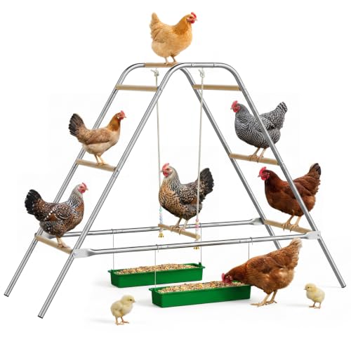 Large Multi-Level Chicken Perch Roosting Bars for 8-12 Chickens | LitaiL Wooden Chicken Perch with Swing, Rustproof Hardware Outdoor Coop Stand, Easy Assembly Backyard Chicken Accessories