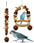 2Pcs Bird Chew Toys, Wood Sisal Swing Toy for Claw & Beak Care | Wooden Parrot Swing Wrapped With Sisal Supports Claw Grinding & Beak Trimming, Multi-Play Design for Budgie Conure Keeps Busy