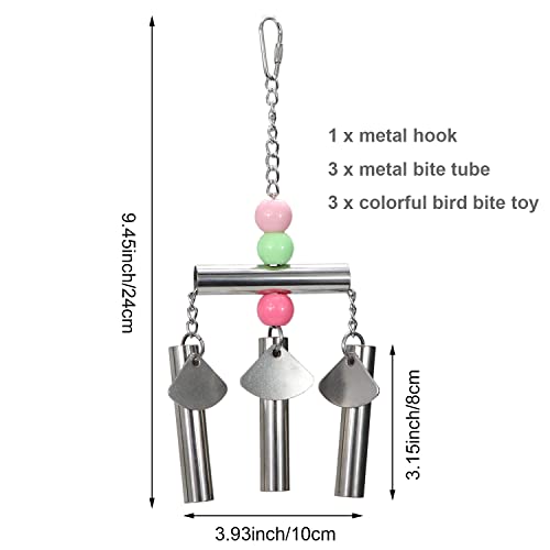 Litewoo Bird Stainless Steel Bell Toys Hanging Pipe Chew Bite Toy (B) | Bite resistance, safe & stable, stainless steel, for parrot/parakeet/cockatiel/conure/cage accesssories