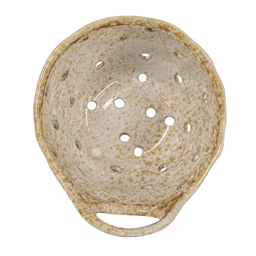 Creative Co-Op Stoneware Colanders with Handles, Set of 2 - color: Beige, size: Large/Small