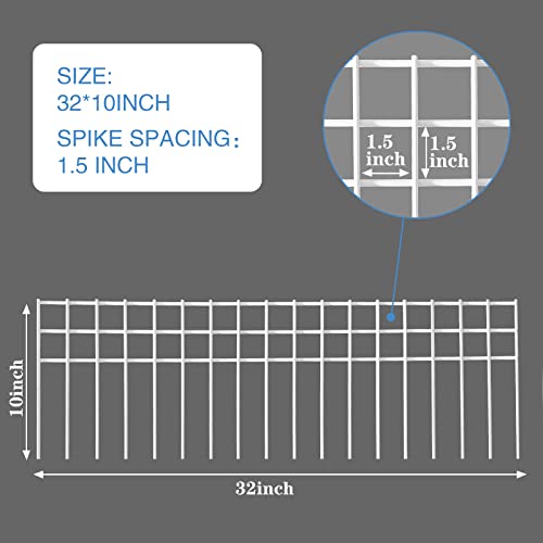 32x10-inch No Dig Animal Barrier Fence, 10 Pack White Dig Protective Fence with 1.5 inch Spike spacing, Dog/Rabbit/Groundhog Underground Defence, for Outdoor Garden Patio - size: 32x10-10P- white