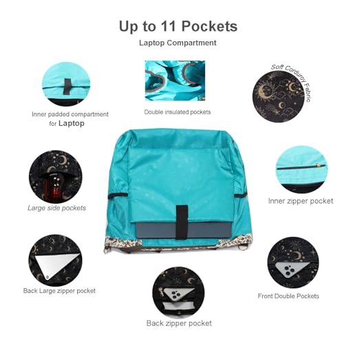 Diaper Tote Bag Totepack Backpack Crossbody Bag 3 in 1 for Women Laptop Backpack Multifunctional with Insulated Pockets - color: Corduroy Black Moon