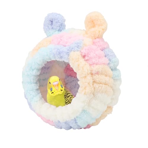 Wontee Bird Nest Bed Breeding House Winter Warm Snuggle Hut for Budgies Parakeets Cockatiels Lovebirds Canaries (Multi-Colored) - color: Multi-Colored