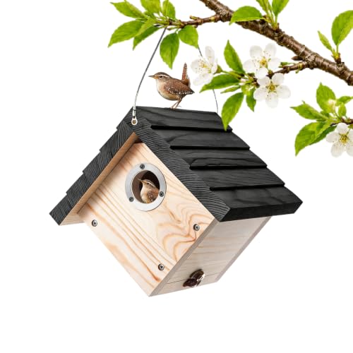 Hanging Wren Bird Houses for Outside,Wren House Bird Nesting Box with Ventilated Holes,1-1/8''Entrance Hole Durable Pine,Bird Houses for Outdoors Shelter in Backyard Garden Patio,black-1pc - color: black-1pc