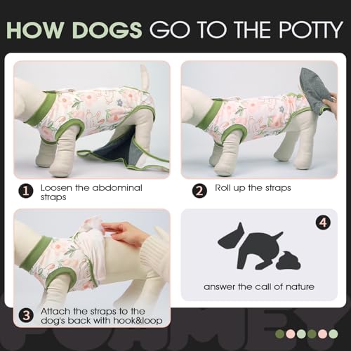 Surgery Suit for Dogs Female After Spayed, Soft Onesie for Surgery | Cone Alternative after Surgery, Dog Wound Cover Spay Suit Prevent Licking, Female Dog Onesie for Heat Cycle, Rabbit Flower S - color: Rabbit Flower, size: S(back:11.4-13.4in,wt:7-15lbs)