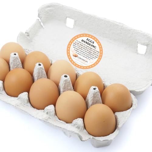 2 Inch Farm Fresh Eggs Carton Labels, Writable Label Round Egg Handling Stickers Self Adhesive Egg Packaging Stickers for Chicken (500 Pcs) - color: Egg Handling