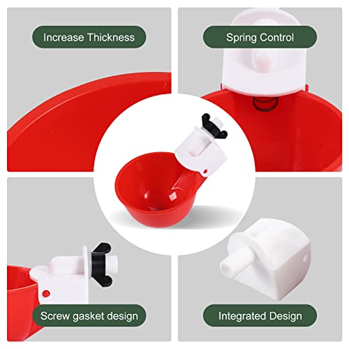 DIY Automatic Chicken Waterer Kit - 4 Chicken Water Cups, Float Valve, Drill Bit, 4 Hose Clamp, Teflon Tape - Universal for Poultry
