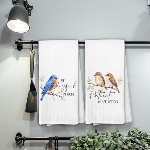 Inspirational Christian Bird Kitchen Towels Set of 4, Christian Gifts for Women, Religious Bible Verse Motivational Hand Towels of Bathroom, Bird Lover Gifts for Women - color: Christian Bird