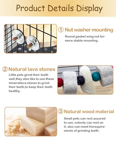 Bird Ledges Wood Sets, Parakeet Wooden Stand Platform with Lava Ledge Blocks Chew Toys Bird Cage Cage Accessories for Finches Canaries Cockatiels Parrot