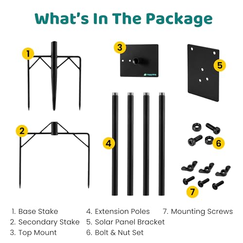 Happy Birdy Bird Feeder Pole - Heavy Duty Outdoor Bird House Pole for Smart Bird Feeder, Hummingbird Feeder, Birdhouse | Adjustable Steel Pole with Ground Stakes, Universal Mount, 5-Min Setup