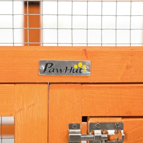 PawHut Chicken Run, Wooden Large Chicken Coop, Combinable Design with Perches & Doors for Outdoor, Backyard, Farm, 4.6' x 2.8', Orange | Combinable Design, Perches & Doors, for Outdoor, Backyard, Farm