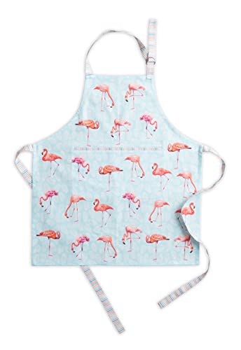Maison d' Hermine Aprons for women with Pocket 100% Cotton (27.50"x31.50") | Adjustable Neck Strap & long ties Apron Men Chef Wedding Cooking Gardening Server Maid - color: 040 - Flamingo Love