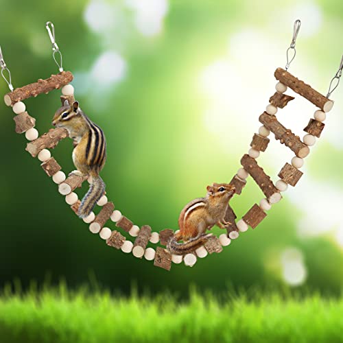 Natural Pepper Wood Hanging Pet Chewing Bridge, Rat Hamster Climbing Accessories, Suitable for Bird Parrot Rat Squirrel Sugar Gliders - size: 25.6 × 3.9 Inch