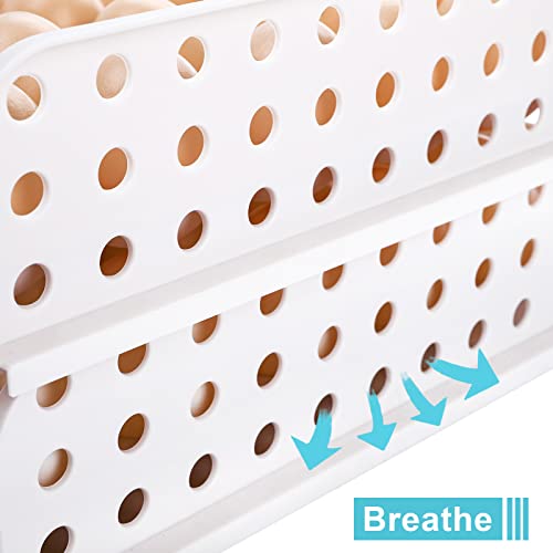 60 Egg Drawer for Refrigerator, 2-Layer Stackable Egg Holder Storage Container for Countertop, Large Capacity Plastic Fresh Egg Tray Dispenser Organizer Keeper with Handle for Kitchen