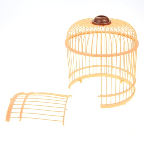 PowerTRC Singing & Chirping Bird in Cage, Realistic Sounds & Movements, Sound Activated, Battery Operated, Great Desk and Room Accessory, Pet Caged Bird Toy (10” x 7”) - color: #2 Red & White