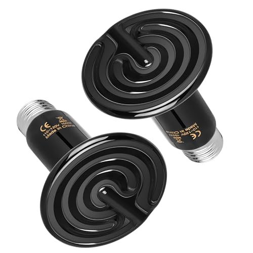 HealSmart 150W Reptile Heat Lamp Ceramic Heat Emitter, No Light Emitting Heat Bulbs, Suitable for Snake/Lizard/Spider, Plant Growth and Incubating Chicken, 2-Pack - size: 150W, style: 2 Pack