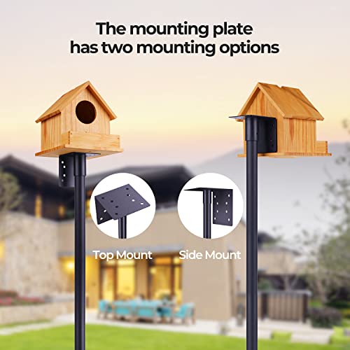 Flanagan 92 Inch Bird House Pole Mount Kit, Adjustable Heavy Duty Feeder Pole for Outdoors, Feeding Station With Squirrel Proof Baffle for Watching (House Not Included)