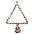 Spoiled Pet® Large Bird Rope Perch Triangle Swing Toy Multicolor 12 Inch | Natural cotton & steel rod cage accessory for Parrots Cockatoos, Safe to climb, chew, relieve boredom, with metal quick link