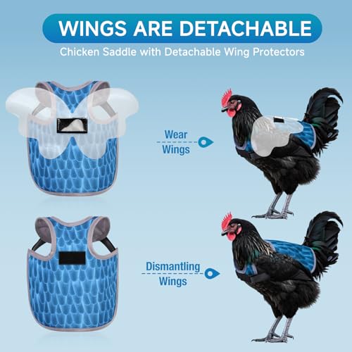 Chicken Saddles for hens with Wing | Chicken Apron Back Protector for Hens With Adjustable Strap, Chicken Hen Mating Saddle (Blue, Gray, Green) - color: Blue, Gray, Green