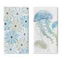Coastal Jellyfish Kitchen Dish Towels Set of 2 | Blue Beach Ocean Marine Life Drying Hand Towel Baking Cooking Cloth, Nautical Sea Creature Deck Bathroom Home Decoration - color: Jellyfish